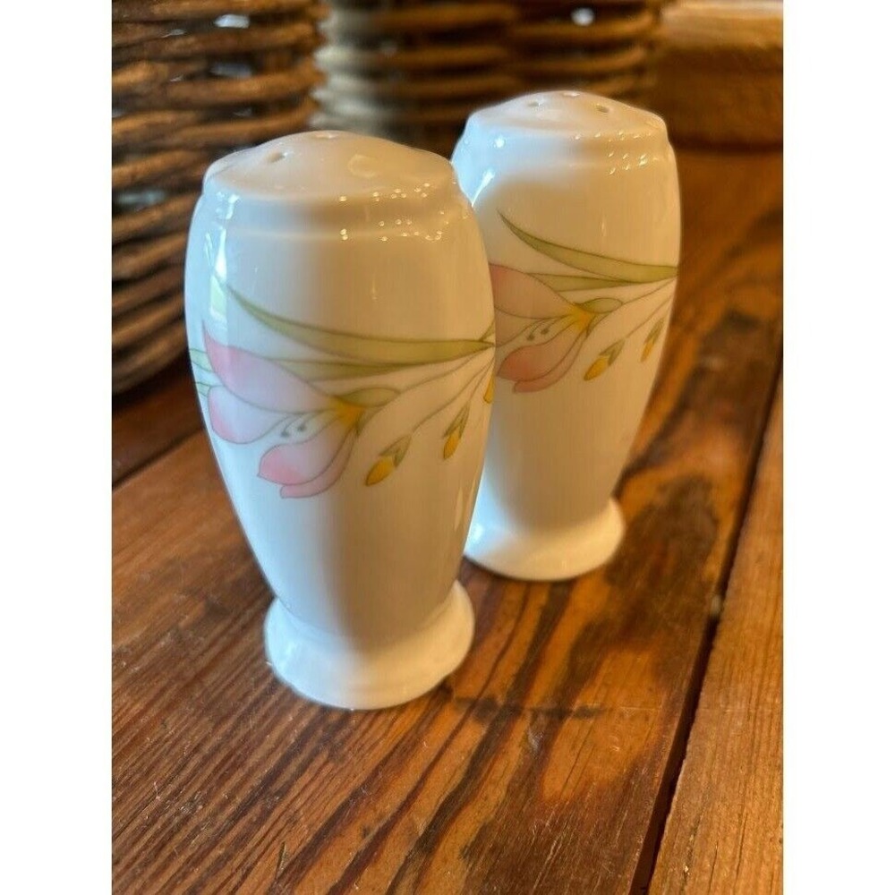 Japanese Porcelain Salt and Pepper Shakers Floral Made in Japan French Garden